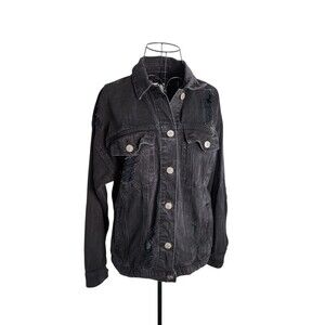 Forever 21 Womens  Distressed Denim Jacket Sz‎ Medium Destroyed Grunge Bold Punk